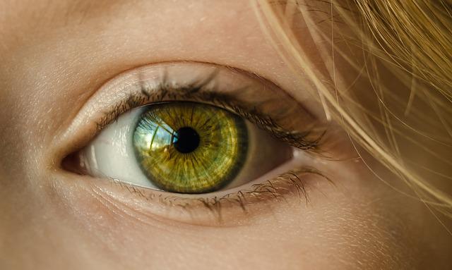 Nahaufnahme grünes Auge torische Intraokularlinsen